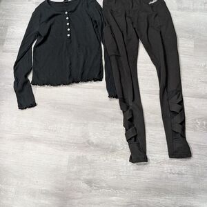 Art Class Black Buttoned Top